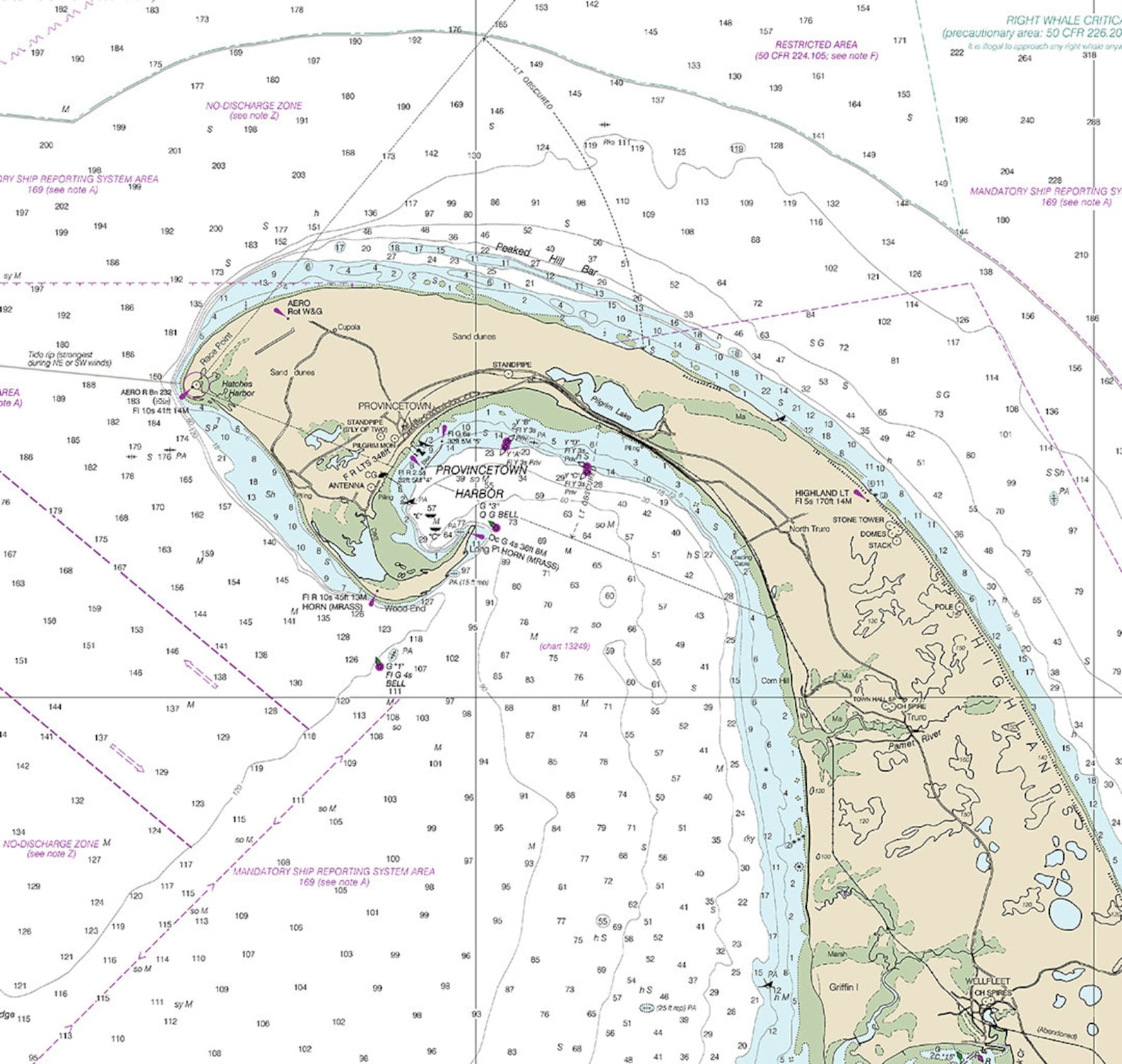 Nautical Chart of Cape Cod Bay. Massachusetts Ma. 13246 - Etsy