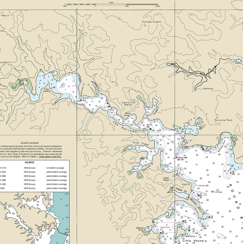 Chesapeake Bay Severn Magothy Rivers Maryland Nautical Wall Art ...