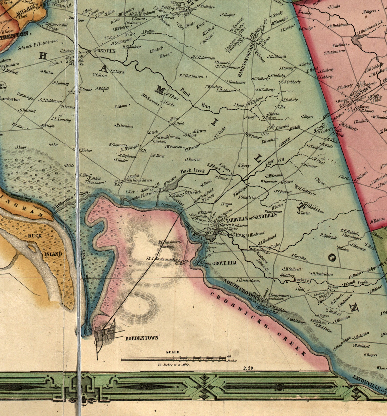 Map of Mercer County. New Jersey NJ 1849 Vintage Home Etsy