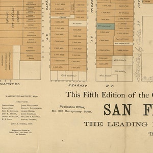Official map of Chinatown in San Francisco, California, CA, 1885. Vintage restoration hardware home Style old wall reproduction map print. image 5