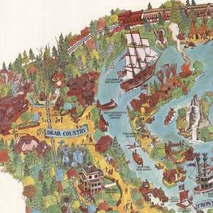 Disneyland Map Panoramic Birds Eye View Map of Disney land. Vintage home Decor Style old wall reproduction map print. image 3