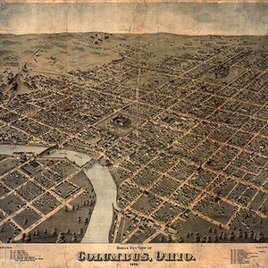 Columbus, Franklin Co.,Ohio 1872. Fowler & Bailey.  Historischer Landkartendruck.