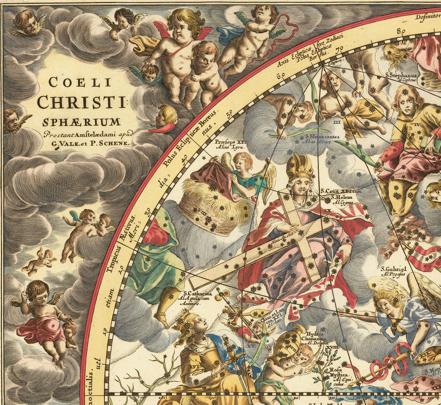 1660 Celestial Map of Constellations According to Christian Symbolism ...