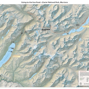 Map of Going to the Sun Road, Glacier National Park, Montana.  Yosemite National Park