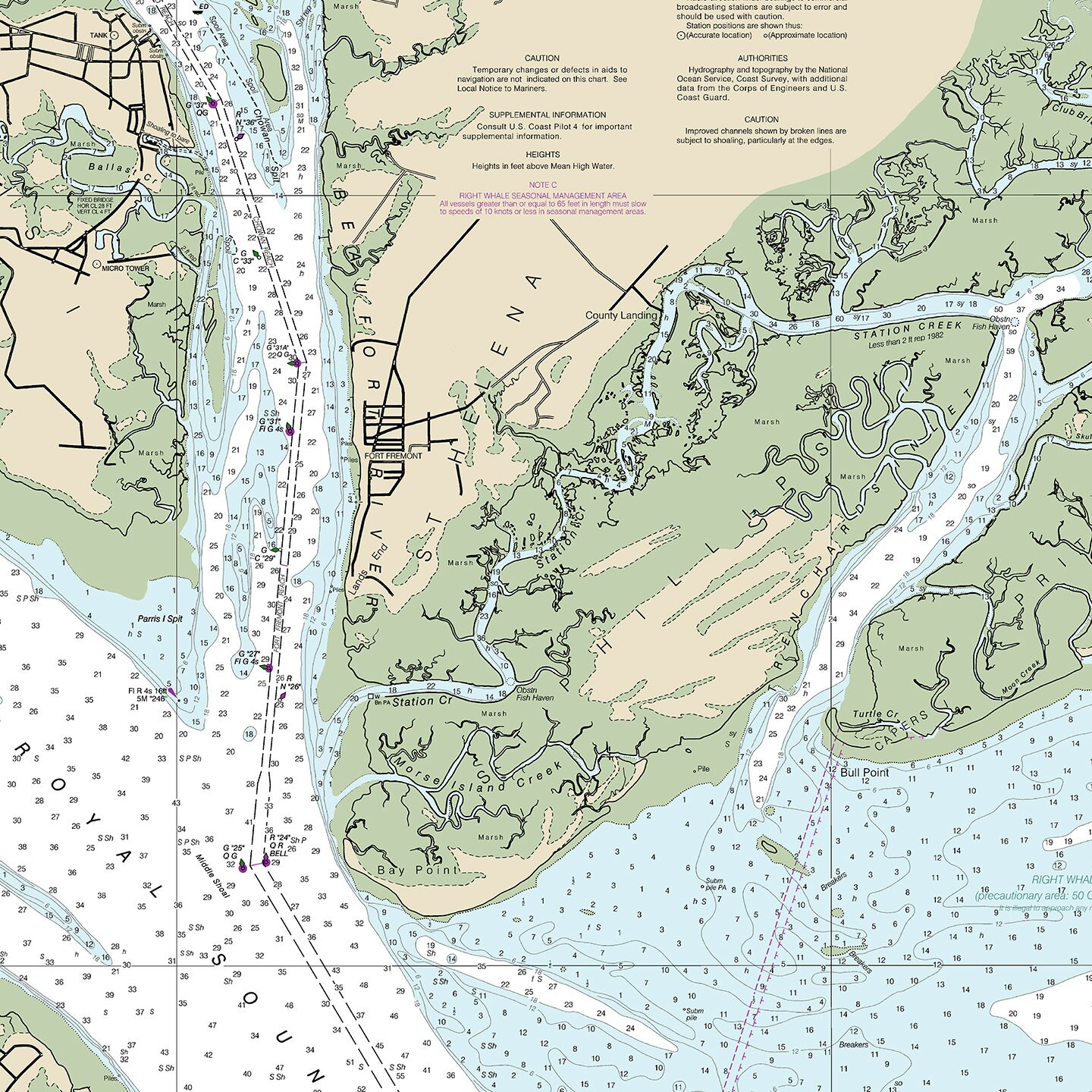 Port Royal Sound Inland Passages South Carolina Nautical Wall Art ...