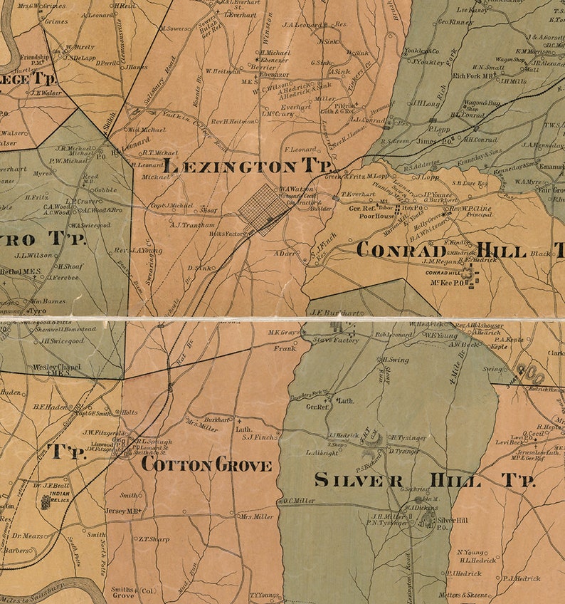 Map of Davidson County North Carolina NC 1890. Vintage Home Etsy
