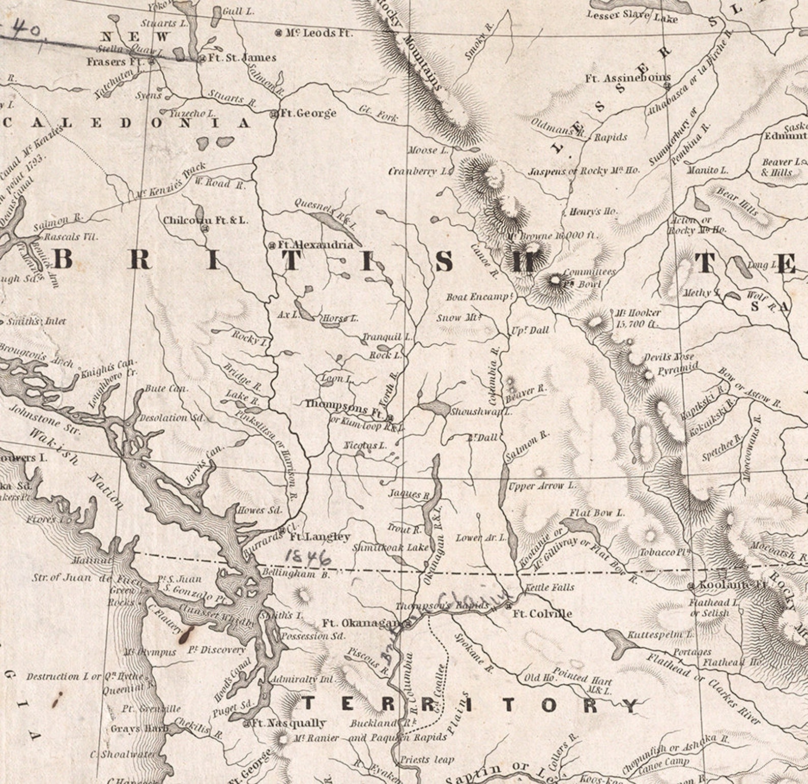 Map of Oregon Territory, West of the Rocky Mountains. Vintage ...