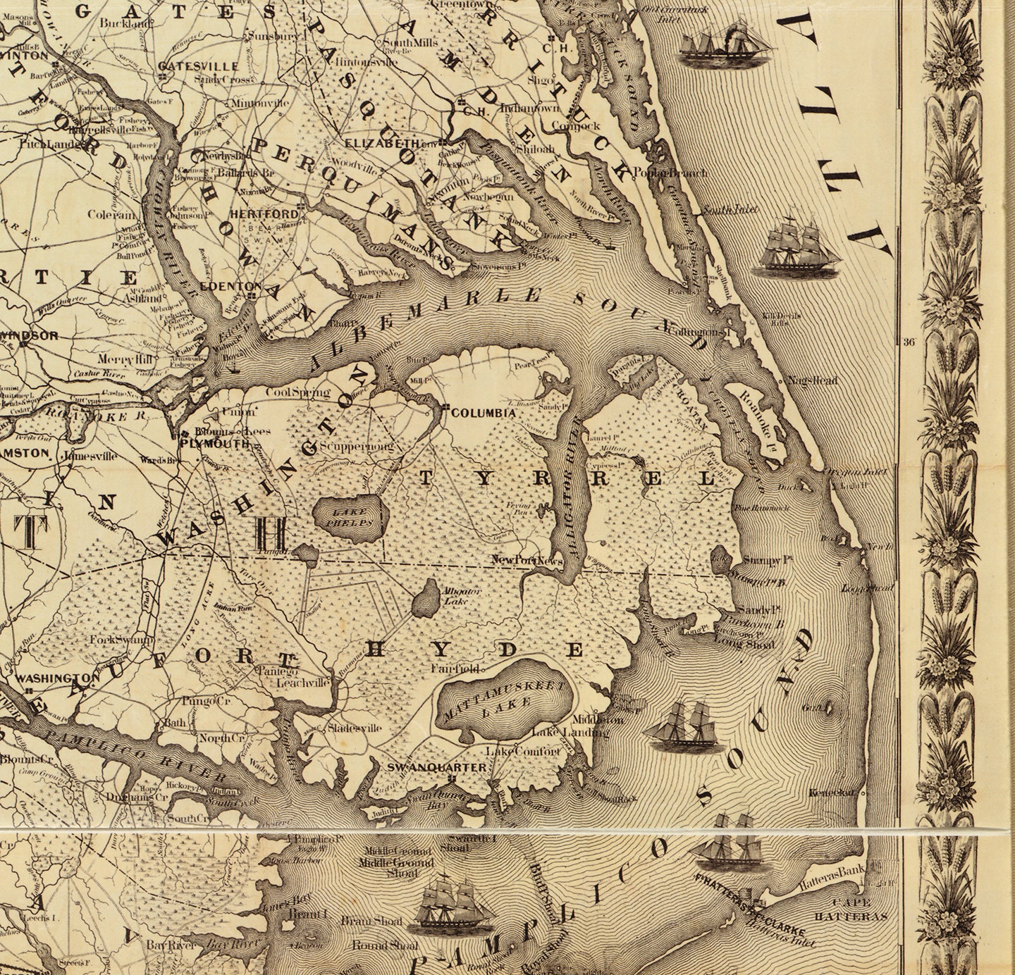 Map of Eastern North Carolina With Part of Virginia and South Carolina ...