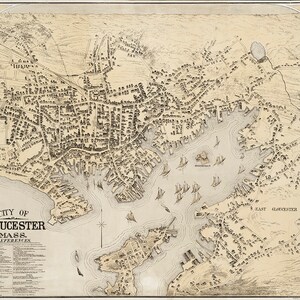 Map of Gloucester, Essex Co., Massachusetts 1873. Vintage Home Deco ...