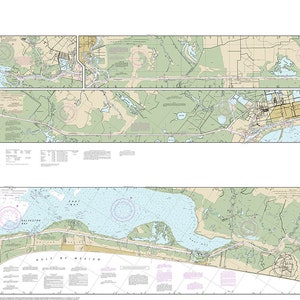 Seekarten von Ellender bis Galveston Bay, Louisiana Texas 11331 Sabine Lake, Port Arthur. Bastrop Bay.  Ostschacht. Kartenreproduktion