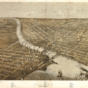 Carte d'Oshkosh, Winebago Co., Wisconsin 1867, WI.  Impression de reproduction de carte murale ancienne de style déco pour la maison, quincaillerie de restauration vintage.