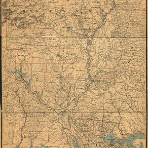 Karte von Louisiana & Arkansas 1864. Vintage Restaurierung Hardware home-Deco-Stil alte Wand Reproduktion Karte