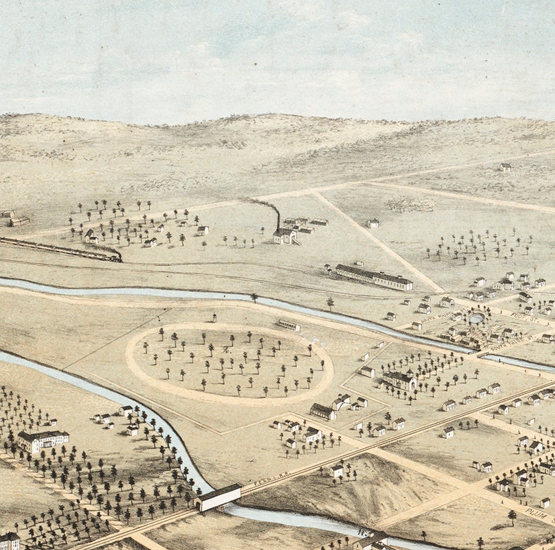 Map of Cambridge City Wayne Co. Indiana IN. 1871. Vintage Etsy