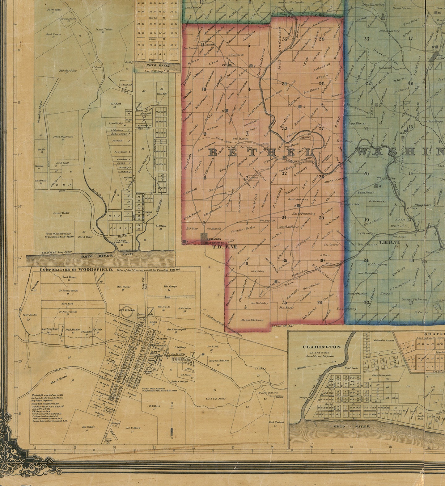Karte von Monroe County Ohio. 1869. Vintage Restaurierung Etsy.de
