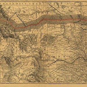 Map of Complete Northern Pacific Railroad Co.  1882.   Restoration Hardware Home Deco Style Old Wall Map.  Vintage Reproduction Print.