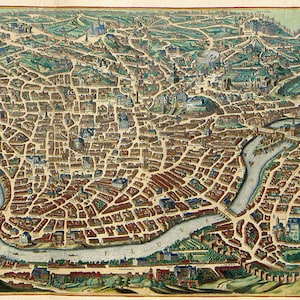 Ansicht von Rom, ca. 1640 (Roma a principios do s.XVII.) Vintage Restauration Hardware home-Deco-Stil alte Wand Reproduktion Kartendruck.