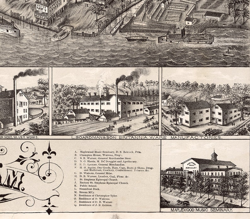 Map of East Haddam and Goodspeeds Landing Middlsex County Etsy