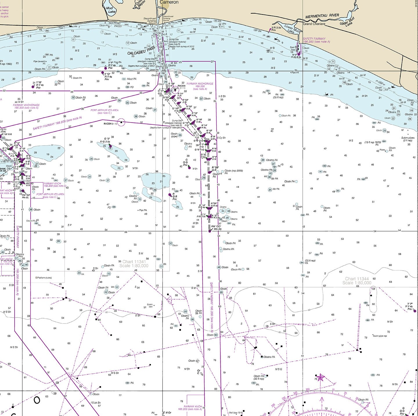 Nautical Charts of Mermentau River to Freeport Louisiana Etsy
