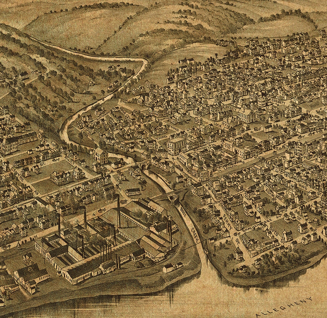 Map of Tarentum Allegheny Co. Pennsylvania PA 1901. Vintage Etsy