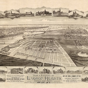 Lagoon Höhen, Cottage City, Ma. : Plat & Environs, zeigt Eigentum der Lagoon Höhen Land Co. Vintage Reproduktion Karte.