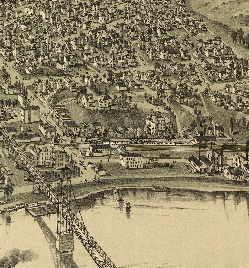 Map of Rochester Beaver Co. Pennsylvania. 1900. Restoration Etsy