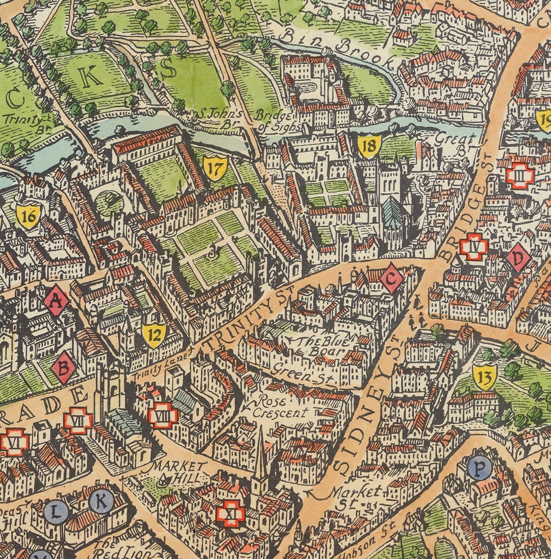 ケンブリッジ（英国）の地図。レストレーション・ハードウェア社製