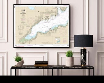 Sinclair Inlet Reproduction Nautical Chart Reproduction, Bremerton Port Orchard Washington Map, Puget Sound Naval Shipyard Decor NOAA 18452