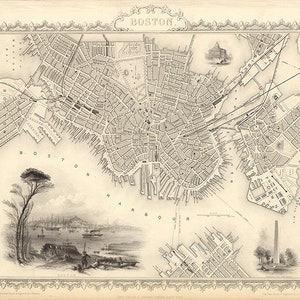 Boston, Massachusetts (MA.), 1879. Restaurierungsbeschläge Home Deco Stil Alte Landkarte. Vintage Reproduktion.