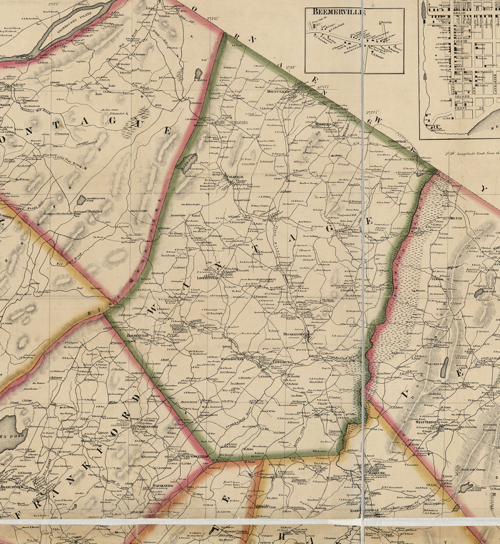 Map of Sussex County New Jersey NJ 1860. Vintage home Deco Etsy