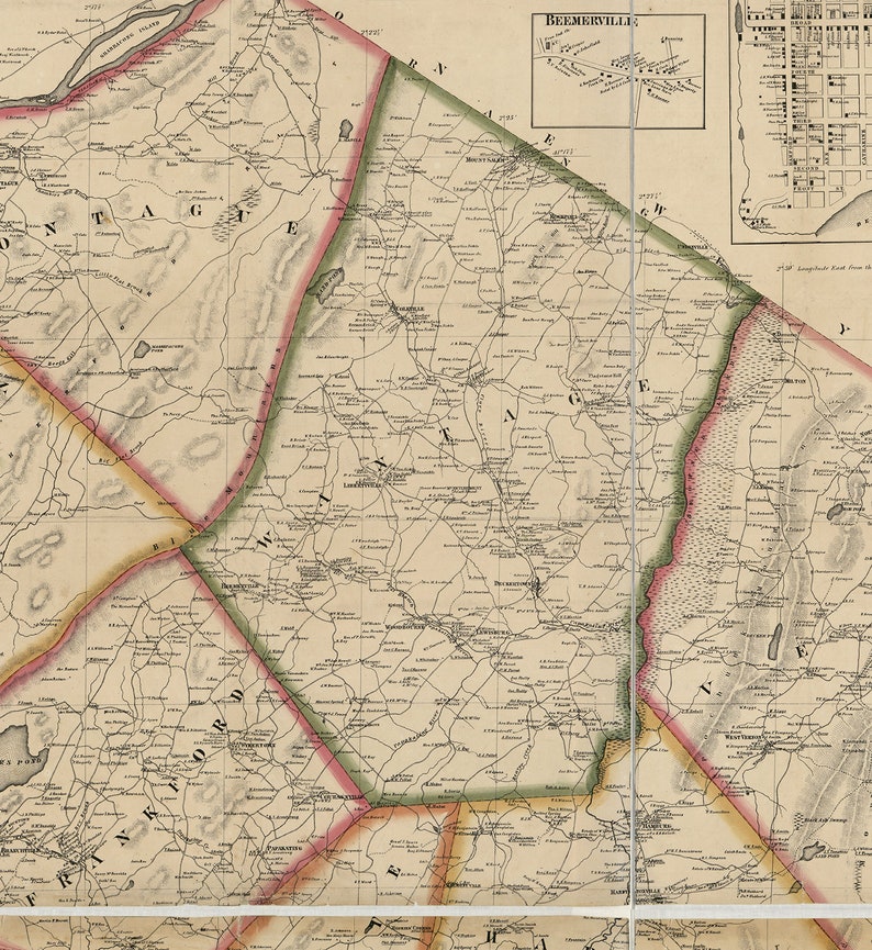 Map of Sussex County New Jersey NJ 1860. Vintage Home Deco Etsy