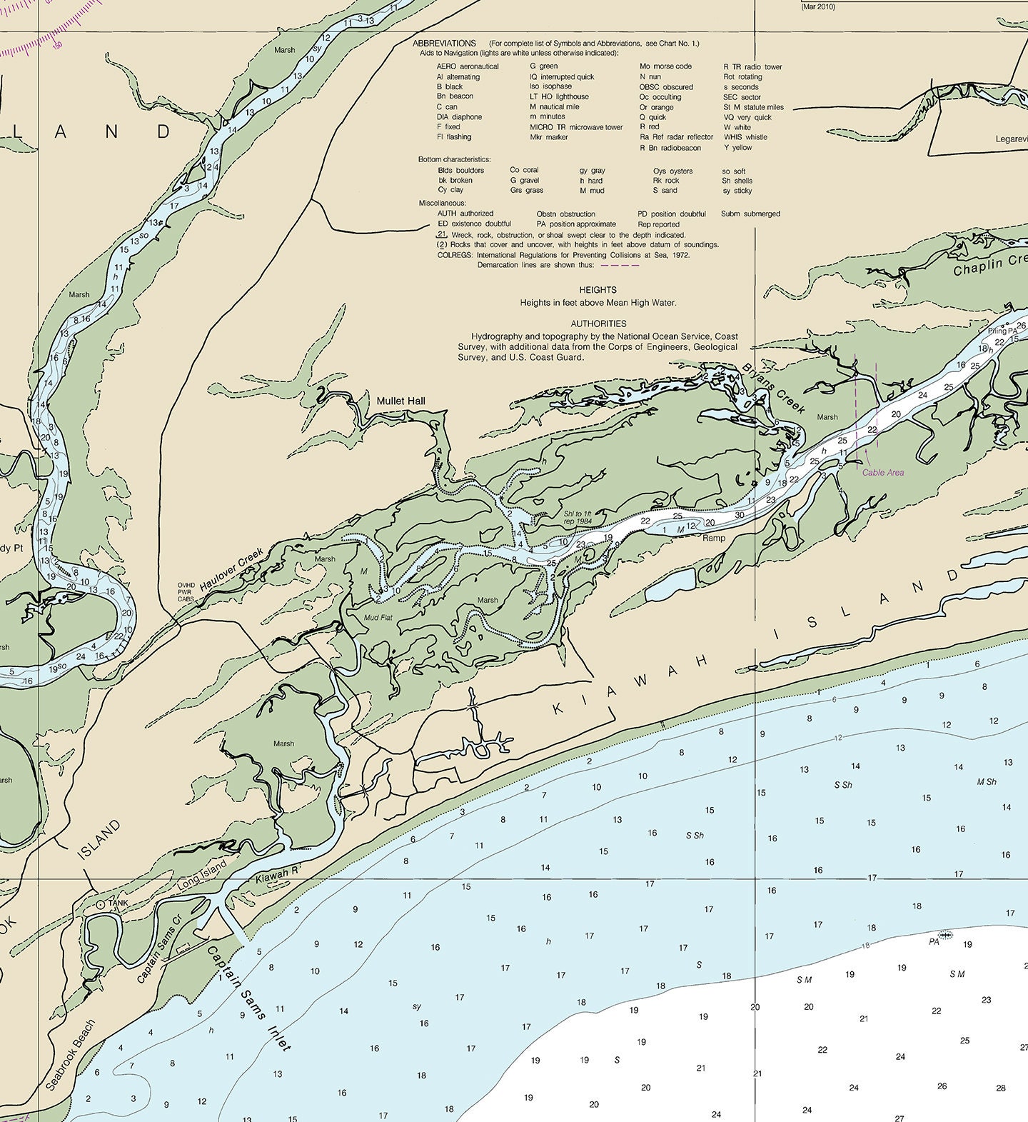 Stono & North Edisto Rivers Map NOAA 11522 Seabrook, James Island