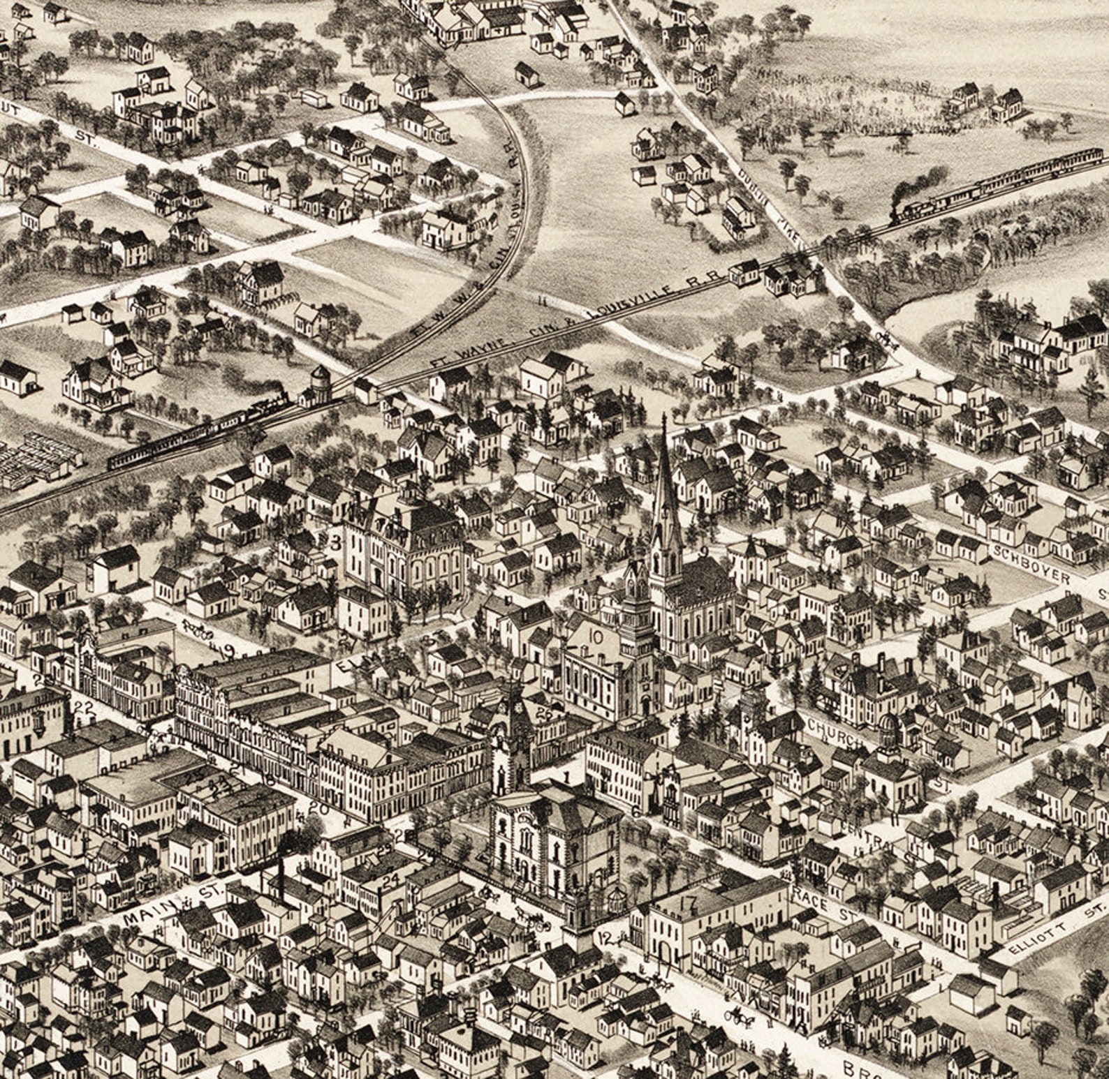 Map of New Castle, Henry Co., Indiana IN. 1884. Vintage Restoration ...