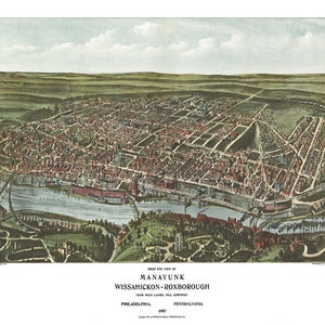 Manayunk, Wissahickon Roxurban vom West Laurel Hill Cemetery, Philadelphia, Pennsylvania 1907. Fowler & Kelly. Reproduktion Kartendruck.