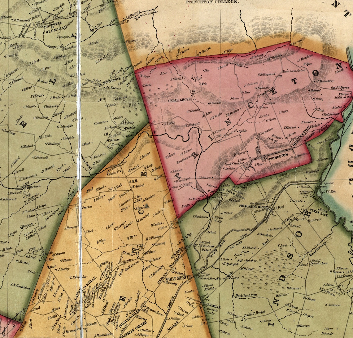 Map of Mercer County. New Jersey NJ 1849 Vintage Home Etsy