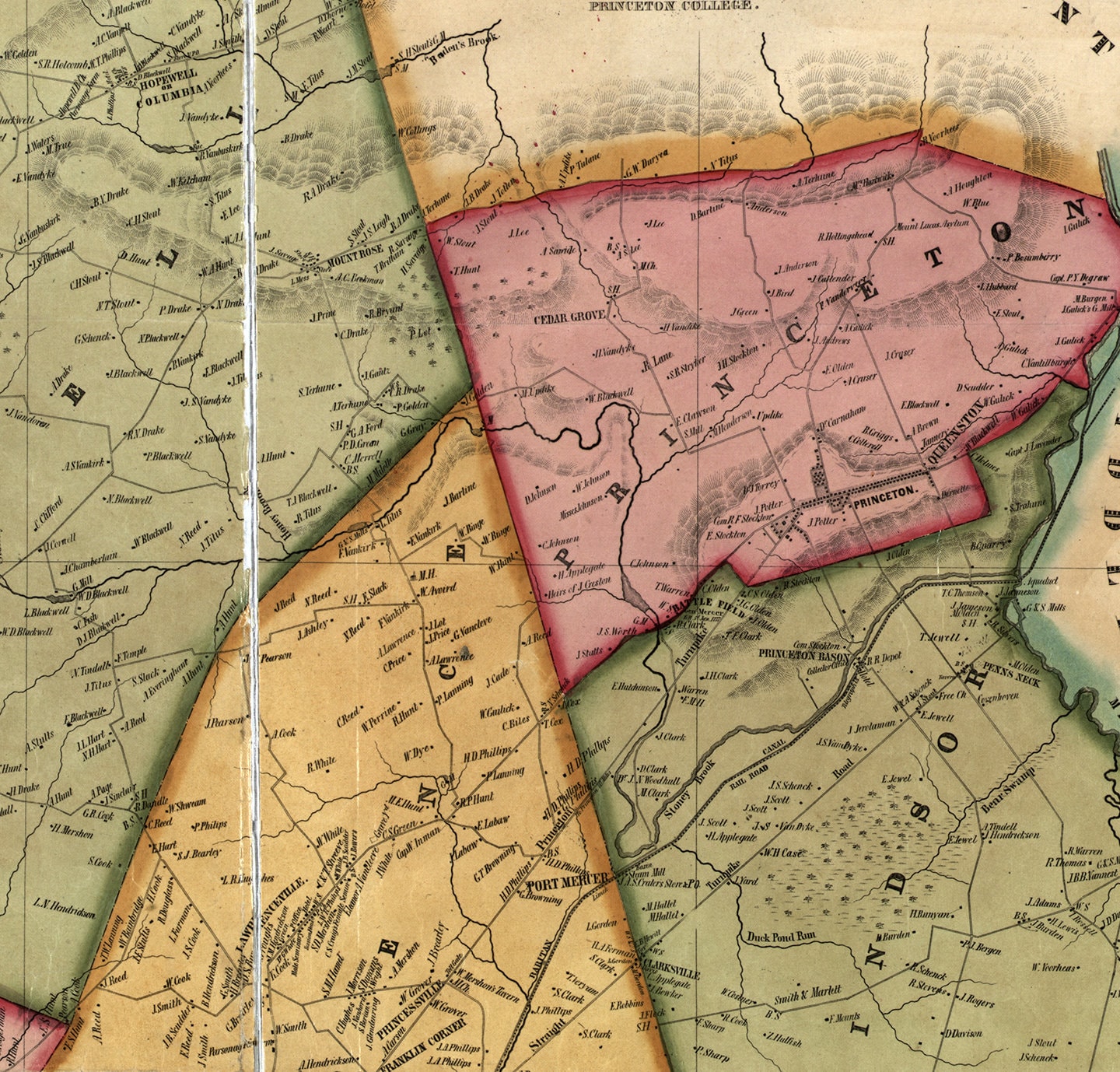 Map of Mercer County. New Jersey NJ 1849 Vintage Home Etsy