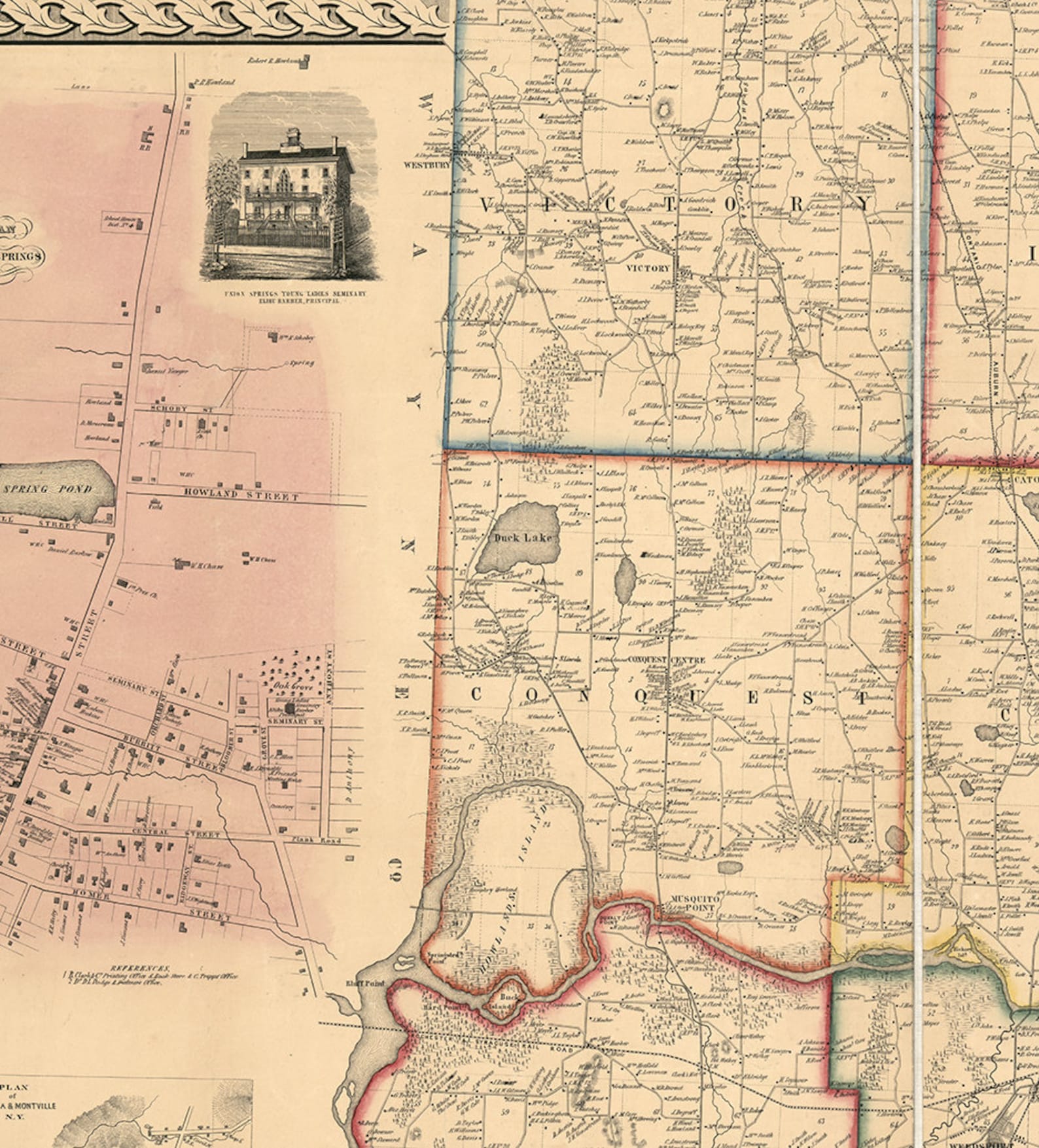 Map of Cayuga County New York NY 1853 Restoration Hardware Etsy