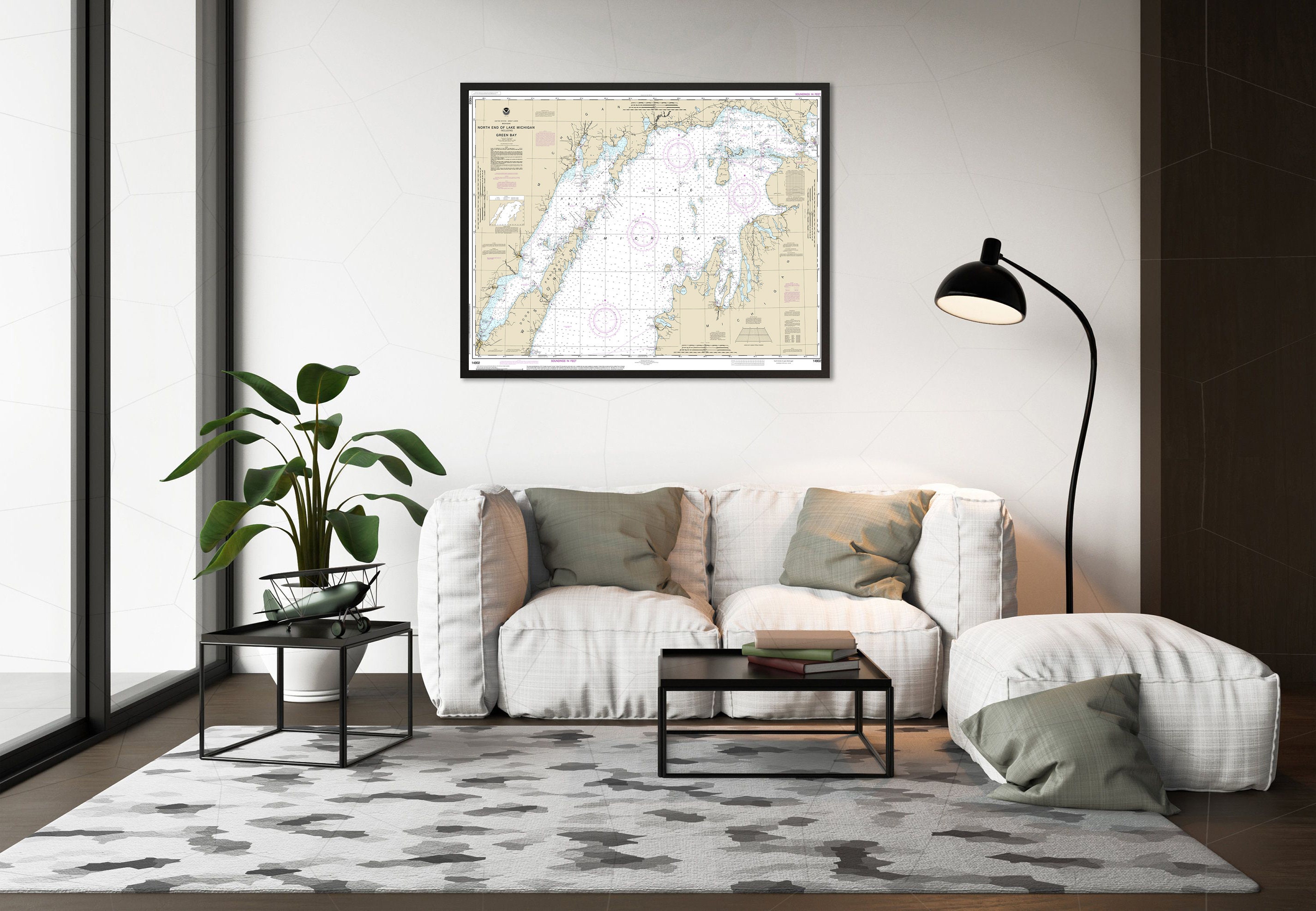 NOAA Nautical Chart 14902 Wrapped Canvas North End Of Lake Michigan, Including Green Bay