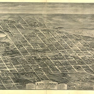 Carte d'Anniston, comté de Calhoun, vue vers le nord-ouest, Alabama AL., 1903. Réimpression vintage de vieux murs de style déco pour la maison de restauration de matériel.