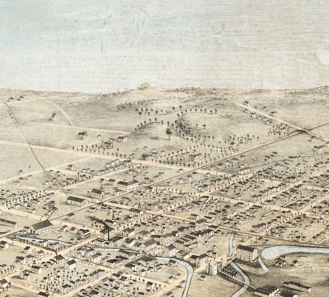 Map of Cambridge City Wayne Co. Indiana IN. 1871. Vintage Etsy