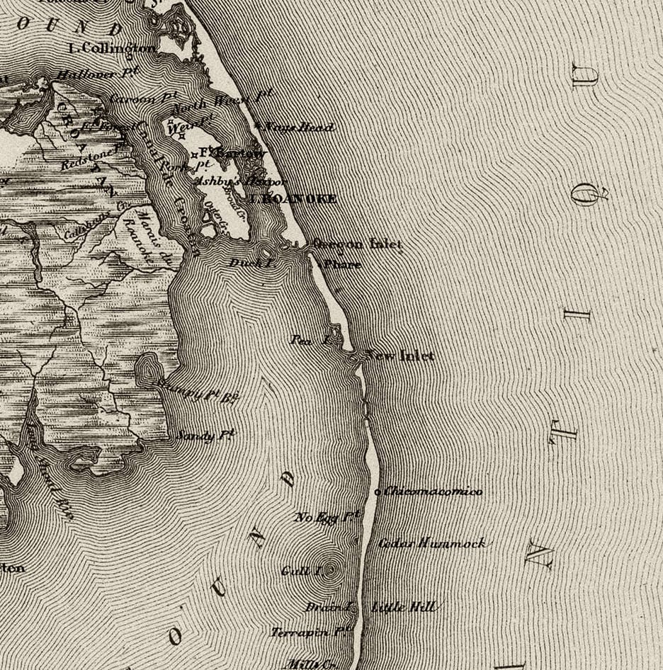 Map of Pamlico Sound North Carolina 1874. Vintage restoration Etsy