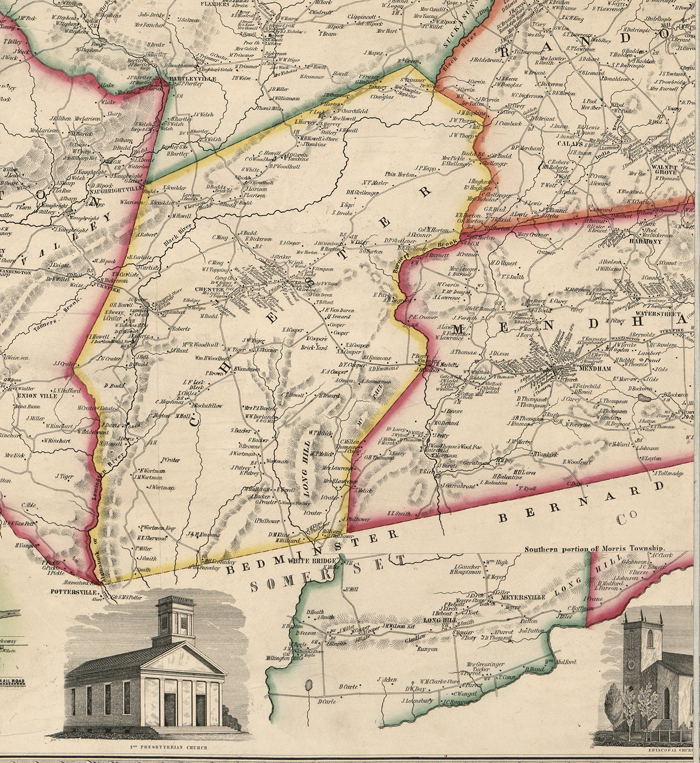 Map of Morris County New Jersey 1853. Vintage Home Decor Etsy