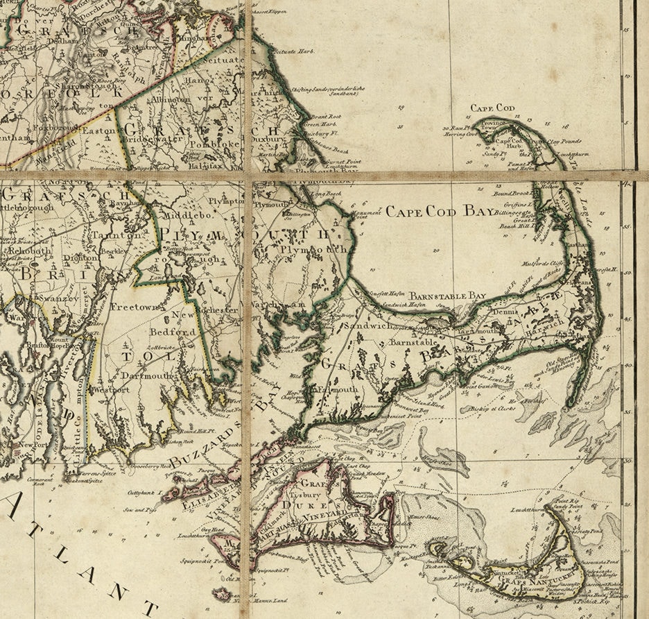 Map of Massachusetts MA 1796 Vintage Restoration Hardware Home | Etsy