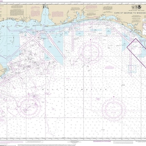 NOAA Cartas náuticas Cabo St. George a Mississippi Pasa 11360 Costa del Golfo Andrew Bay Isla Santa Rosa Bahía de Pensacola Mapa de reproducción.