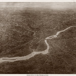 Carte de Philadelphie, Pennsylvanie, Pennsylvanie, 1926. Réimpression vintage de vieux mur de style déco maison de quincaillerie restauration.
