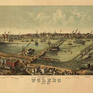 Toledo, Lucas Co., Ohio 1876. JJ Stoner.  Vintage-Restaurierung Hardware-home Deco-Stil alte Wand Reproduktion Karte Drucken.
