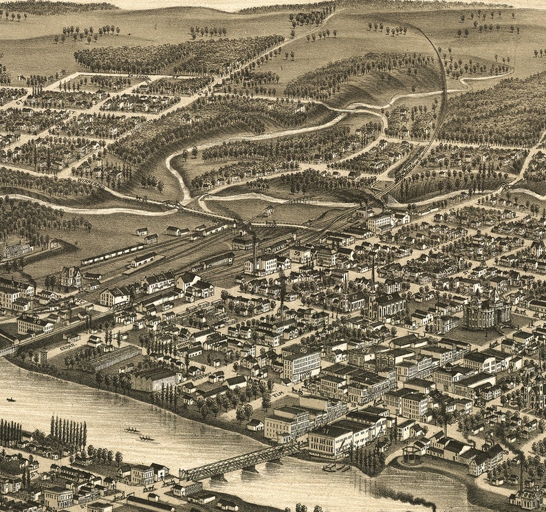 Map of Rockford Winnebago Co. Illinois 1880. Vintage Home Etsy