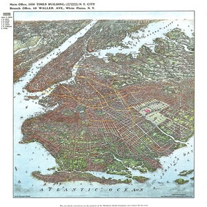 La città di Brooklyn, New York, August R. Ohman & Co. 1897 Riproduzione di una vecchia mappa murale in stile Deco per la casa d'epoca