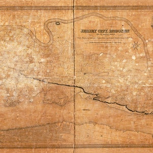 Topographische Karte von Jersey City, Hoboken, New Jersey, NJ., 1841;    Eine alte Wandkarte im Vintage-Stil.