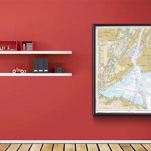 Carte nautiche del porto di New York 12327 Staten Island. Bayonne. Brooklyn. Manhattan. Long Island. Hudson. Hoboken. Jersey. Mappa di riproduzione