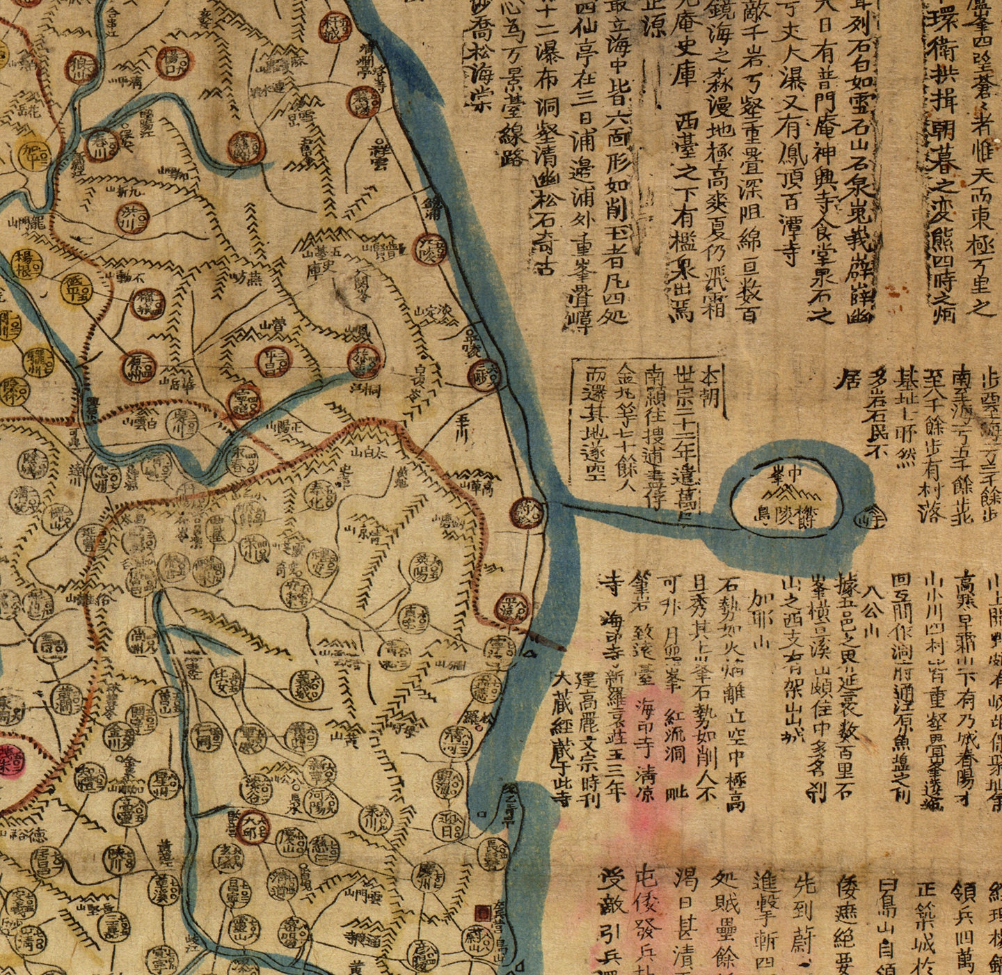 韓国 地図 古い レトロ 韓国地図（海佐天地）、1822年。ビンテージ修復ハードウェア